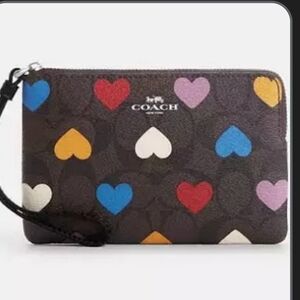 Coach Heart Print Wristlet